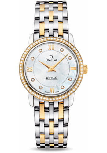 Omega De Ville Prestige Quartz Diamonds Mother of Pearl Dial Two Tone Steel Strap Watch for Women - 424.25.27.60.55.001 Buy Now By Omega