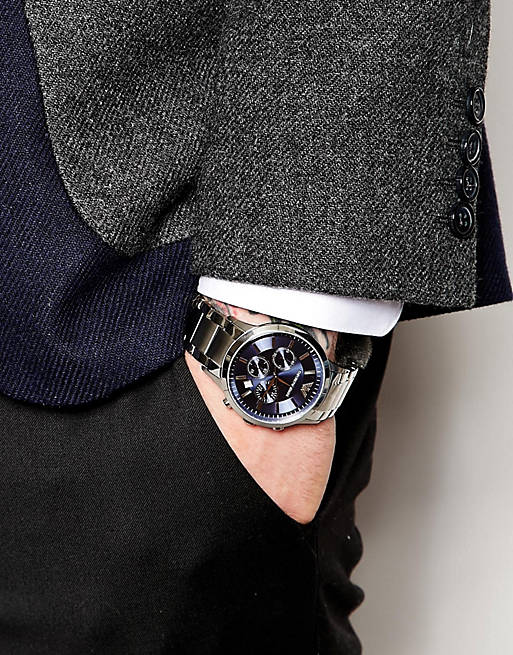 Emporio Armani Renato Chronograph Blue Dial Silver Steel Strap Watch For Men - AR2448 Buy Now By Emporio Armani