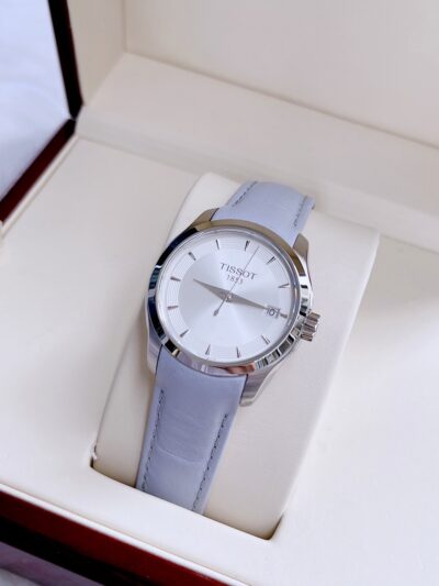 Tissot T Classic Couturier Silver Dial Light Blue Leather Strap Watch For Women - T035.210.16.031.02 Buy Now By Tissot