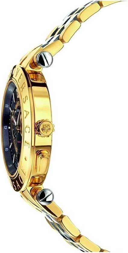 Versace V-Race Quartz Black Dial Gold Steel Strap Watch For Men - VEBV00519 Buy Now By Versace
