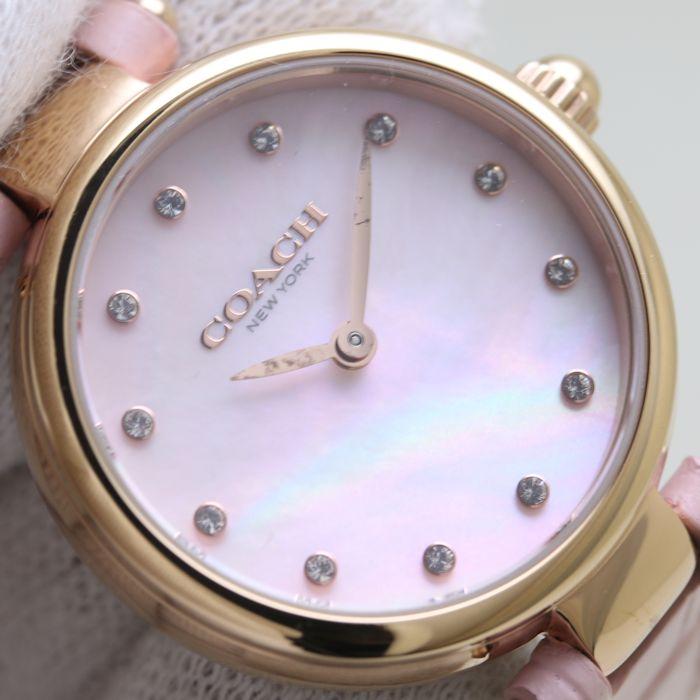 Coach Hayley Mother of Pearl Pink Dial Pink Leather Strap Watch for Women - 14503537 Buy Now By Coach