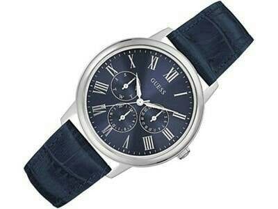 Guess Wafer Chronograph Quartz Blue Dial Blue Leather Strap Watch For Men - W0496G3 Buy Now By Guess