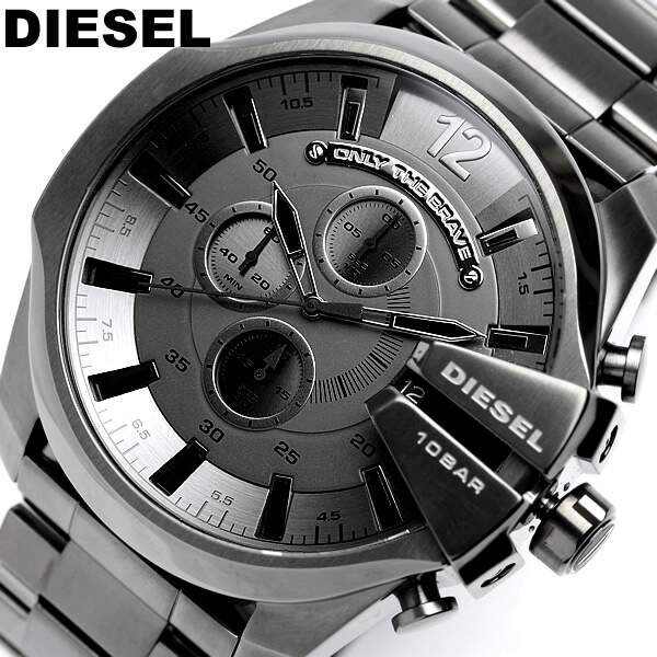 Diesel Mega Chief Chronograph Grey Dial Grey Steel Strap Watch for Men - DZ4282 Buy Now By Diesel