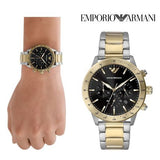 Emporio Armani Analog Chronograph Black Dial Two Tone Steel Strap Watch For Men - AR11521 Buy Now By Emporio Armani