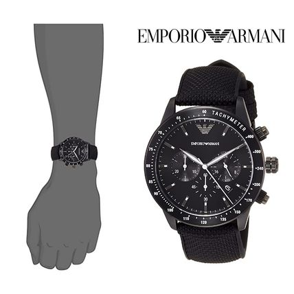 Emporio Armani Mario Chronograph Quartz Black Dial Black Nylon Strap Watch For Men - AR11453 Buy Now By Emporio Armani