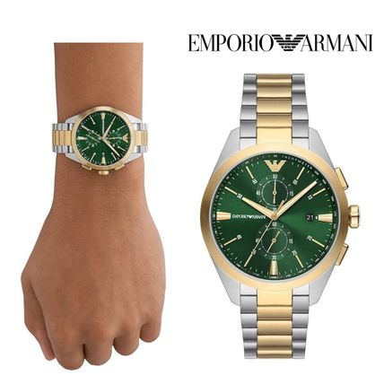 Emporio Armani Claudio Chronograph Green Dial Two Tone Steel Strap Watch For Women - AR11511 Buy Now By Emporio Armani
