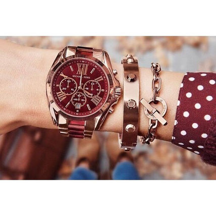 Michael Kors Bradshaw Burgundy Dial Two Tone Steel Strap Watch for Women - MK6270 Buy Now By Michael Kors