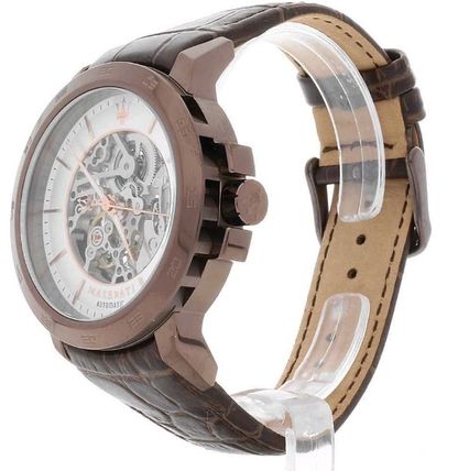 Maserati Ingegno Automatic White Skeleton Dial Brown Leather Strap Watch For Men - R8821119003 Buy Now By Maserati