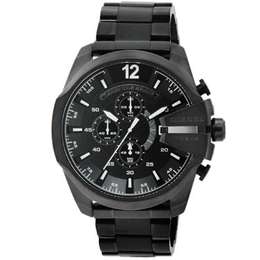Diesel Mega Chief Chronograph Black Dial Black Steel Strap Watch For Men - DZ4283 Buy Now By Diesel
