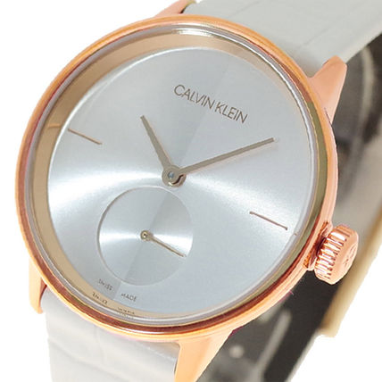 Calvin Klein Accent Silver Dial White Leather Strap Watch for Women - K2Y236K6 Buy Now By Calvin Klein