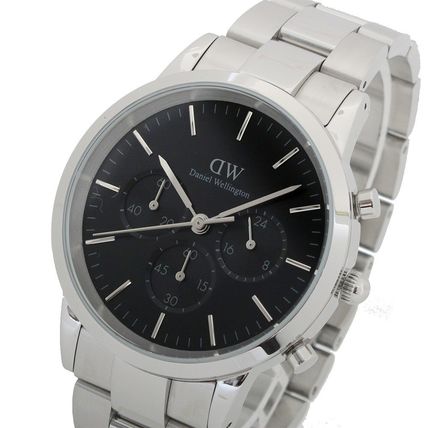 Daniel Wellington Iconic Chronograph Link Black Dial Silver Steel Strap Watch For Men - DW00100645 Buy Now By Daniel Wellington