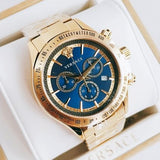 Versace Classic Chronograph Quartz Blue Dial Gold Steel Strap Watch For Men - VEV700619 Buy Now By Versace
