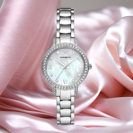 Emporio Armani Cleo Crystals Mother Of Pearl Dial Silver Steel Strap Watch For Women - AR11484 Buy Now By Emporio Armani