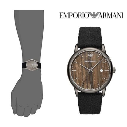 Emporio Armani Luigi Analog Brown Dial Black Leather Strap Watch For Men - AR11156 Buy Now By Emporio Armani