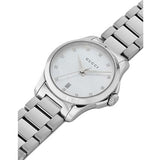 Gucci G Timeless Diamonds Mother of Pearl Dial Silver Steel Strap Watch For Women - YA126542 Buy Now By Gucci