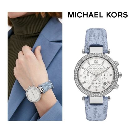 Michael Kors Parker Silver Dial Blue Leather Strap Watch For Women - MK6936 Buy Now By Michael Kors