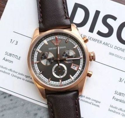 Emporio Armani Chronograph Gray Dial Brown Leather Strap Watch For Men - AR6043 Buy Now By Emporio Armani