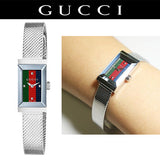 Gucci G Frame Quartz Diamonds Green & Red Mother of Pearl Dial Silver Mesh Bracelet Watch For Women - YA147510 Buy Now By Gucci