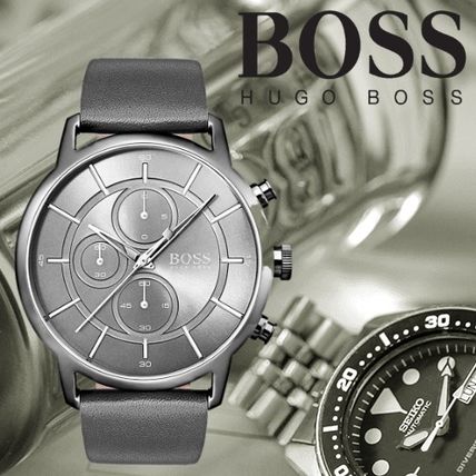 Hugo Boss Architectural Grey Dial Grey Leather Strap Watch for Men - 1513570 Buy Now By Hugo Boss