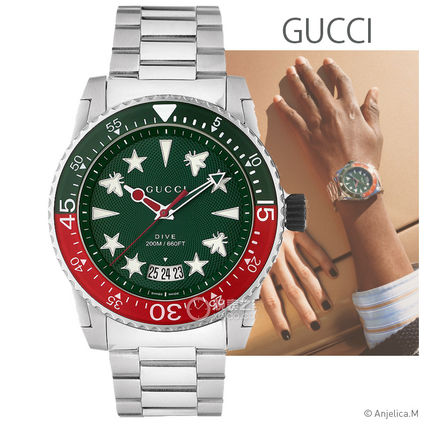 Gucci Dive Quartz Green Dial Silver Steel Strap Watch For Men - YA136222 Buy Now By Gucci