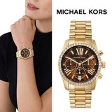 Michael Kors Lexington Chronograph Brown Dial Gold Steel Strap Watch For Women - MK7276 Buy Now By Michael Kors