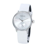 Calvin Klein Accent Silver Dial White Leather Strap Watch for Women - K2Y231K6 Buy Now By Calvin Klein