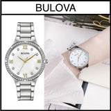 Bulova Crystal Collection Mother of Pearl Dial Silver Steel Strap Watch for Women - 96L263 Buy Now By Bulova