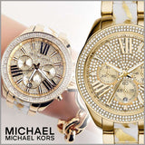 Michael Kors Wren Diamonds Gold Dial Two Tone Steel Strap Watch for Women - MK6157 Buy Now By Michael Kors