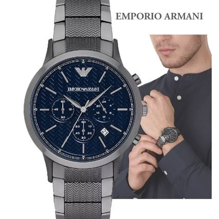 Emporio Armani Renato Chronograph Quartz Blue Dial Grey Steel Strap Watch For Men - AR2505 Buy Now By Emporio Armani