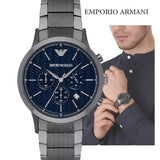Emporio Armani Renato Chronograph Quartz Blue Dial Grey Steel Strap Watch For Men - AR2505 Buy Now By Emporio Armani