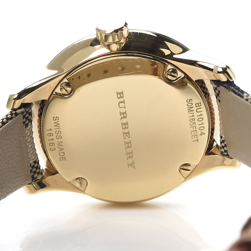 Burberry Classic Champagne Gold Dial Horseferry Leather Strap Watch for Women - BU10104 Buy Now By Burberry