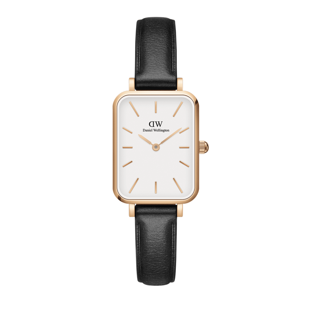 Daniel Wellington Quadro White Dial Black Leather Strap Watch For Women - DW00100434 Buy Now By Daniel Wellington