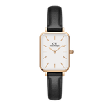 Daniel Wellington Quadro White Dial Black Leather Strap Watch For Women - DW00100434 Buy Now By Daniel Wellington
