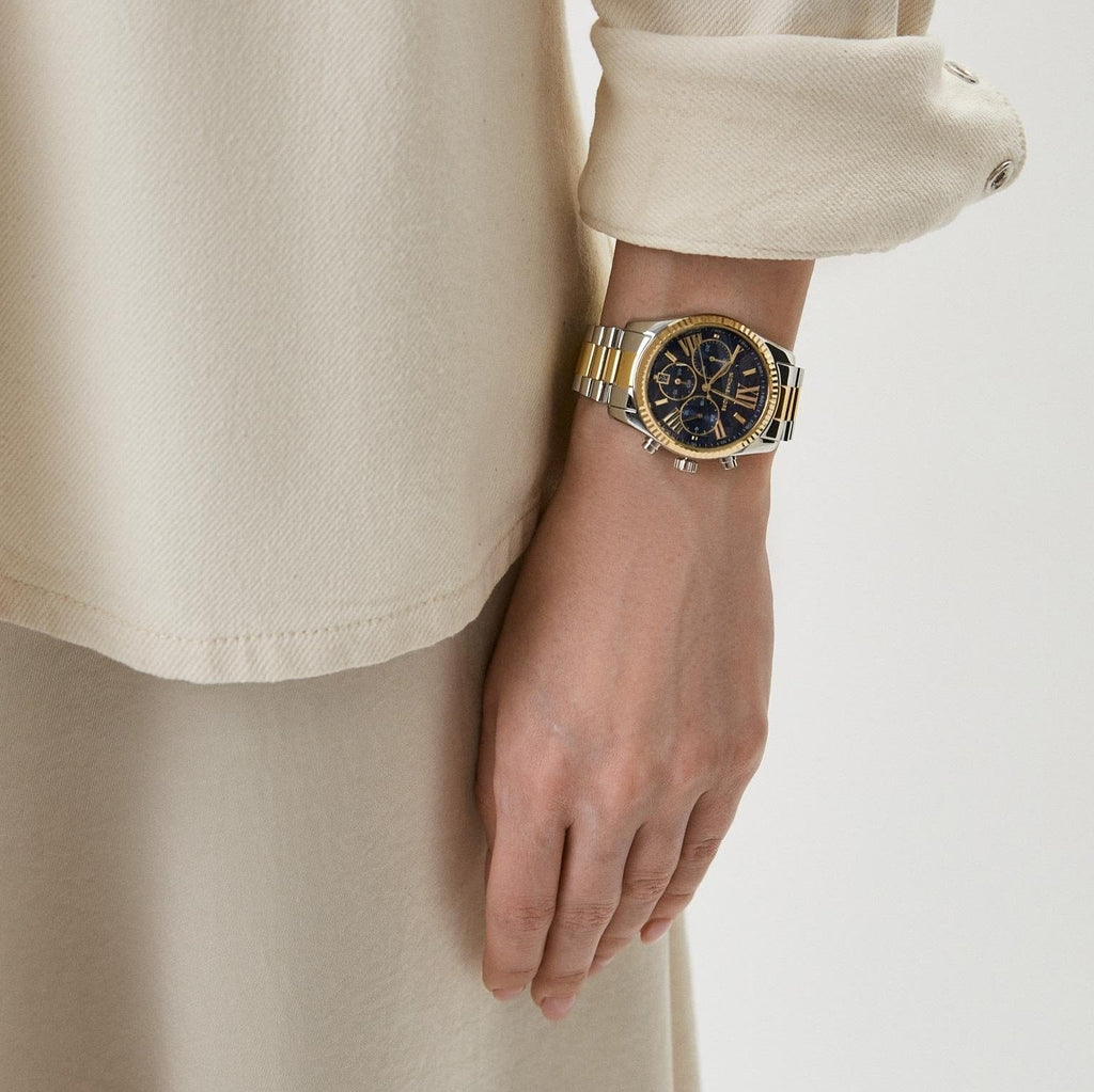 Michael Kors Lexington Chronograph Blue Dial Two Tone Steel Strap Watch For Women - MK7218 Buy Now By Michael Kors