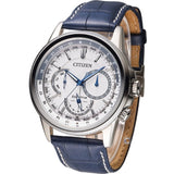 Citizen Eco Drive Calendrier White Dial Blue Leather Strap Watch For Men - BU2020-11A Buy Now By Citizen
