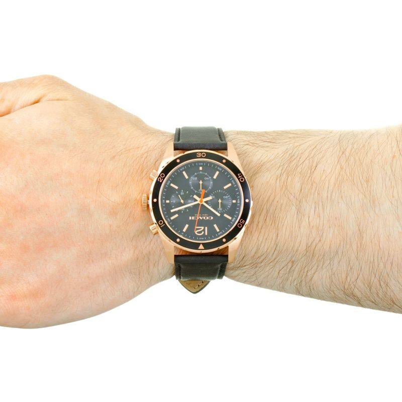 Coach Sullivan Chronograph Black Dial Black Leather Strap Watch for Men - 14602087 Buy Now By Coach