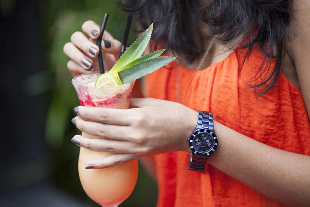 Guess Glisten Analog Blue Dial Blue Steel Strap Watch for Women - W0027L3 Buy Now By Guess