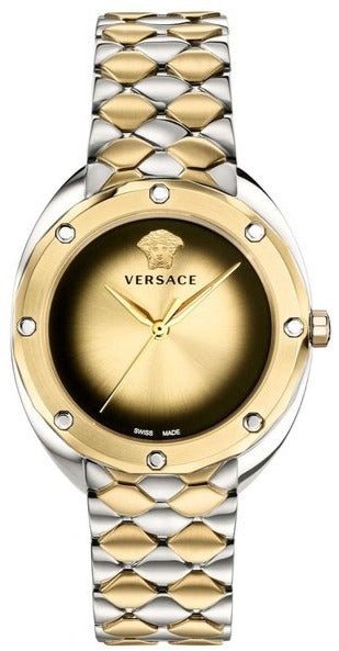 Versace Shadov Quartz Gold Dial Two Tone Steel Strap Watch for Women - VEBM00518 Buy Now By Versace