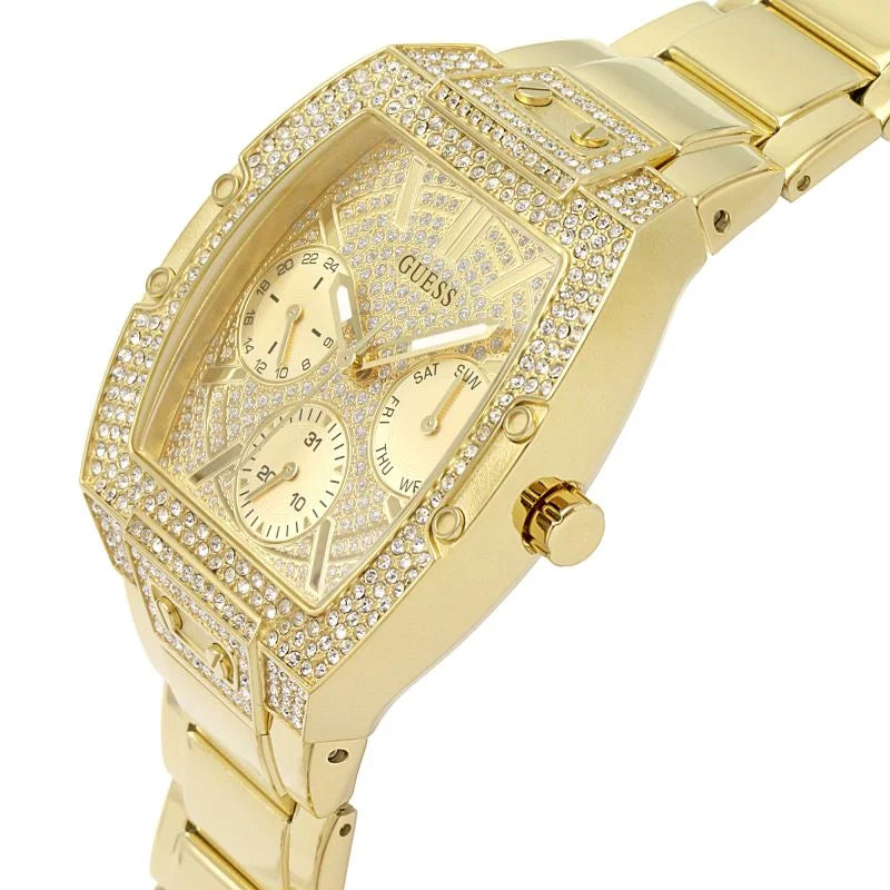 Guess Raven Diamonds Gold Dial Gold Steel Strap Watch for Women - GW0104L2 Buy Now By Guess