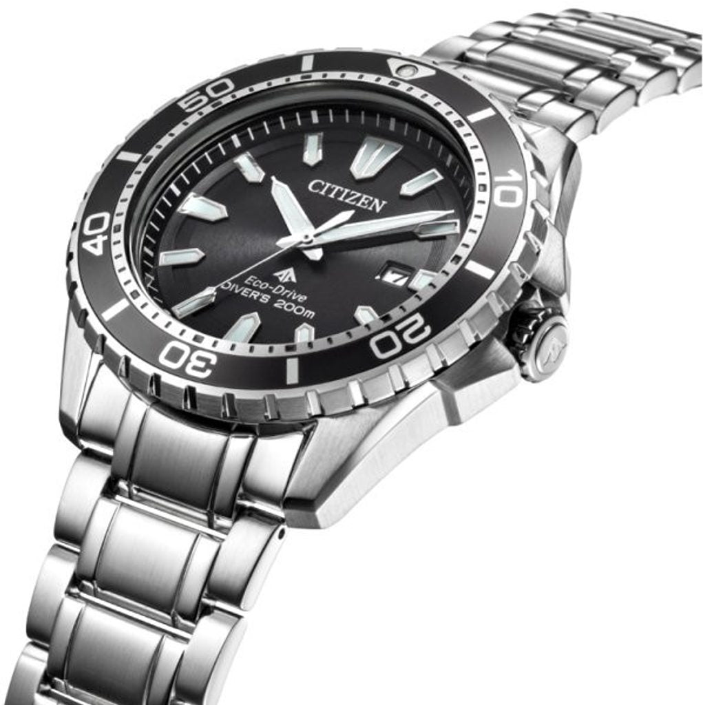 Citizen Promaster Diver Chronograph Black Dial Silver Steel Strap Watch For Men - BN0190-82E Buy Now By Citizen