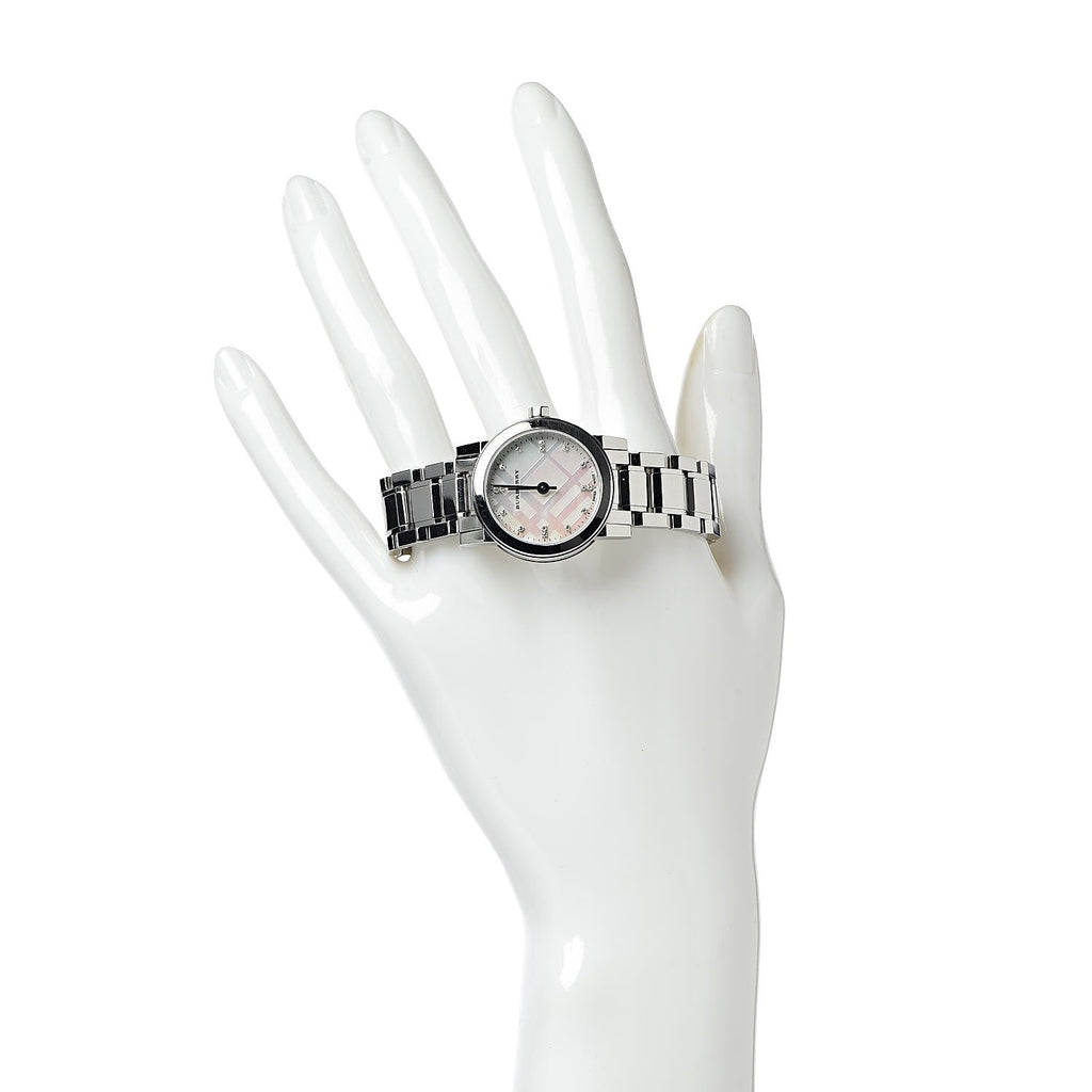 Burberry The City Diamonds Mother of Pearl Dial Silver Steel Strap Watch for Women - BU9224 Buy Now By Burberry