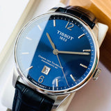 Tissot Chemin Des Tourelles Powermatic 80 Blue Dial Blue Leather Strap Watch for Men - T099.407.16.047.00 Buy Now By Tissot