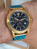 Versace Sport Tech Chronograph Black Dial Gold Steel Strap Watch for Men - VELT00419 Buy Now By Versace