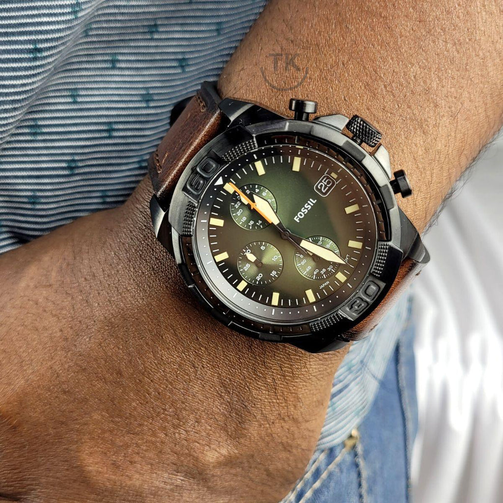 Fossil Bronson Chronograph Black Dial Brown Leather Strap Watch for Men - FS5856 Buy Now By Fossil