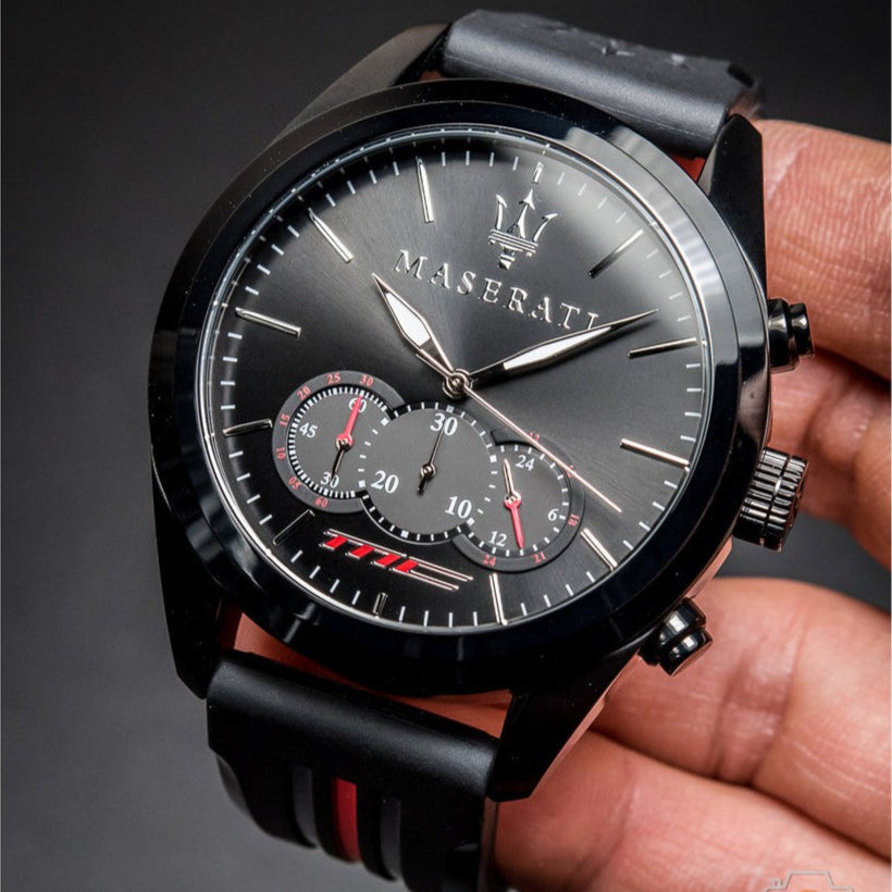 Maserati Traguardo Chronograph Black Dial Black Rubber Strap Watch For Men - R8871612004 Buy Now By Maserati