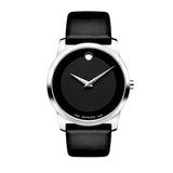 Movado Museum Black Dial Black Leather Strap Watch For Men - 606502 Buy Now By Movado