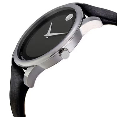 Movado Museum Black Dial Black Leather Strap Watch For Men - 606502 Buy Now By Movado