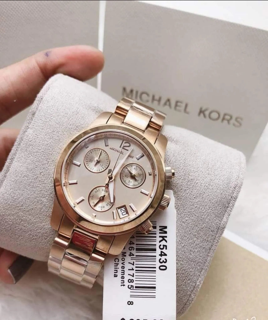 Michael Kors Runway Chronograph Rose Gold Dial Rose Gold Steel Strap Watch for Women - MK5430 Buy Now By Michael Kors