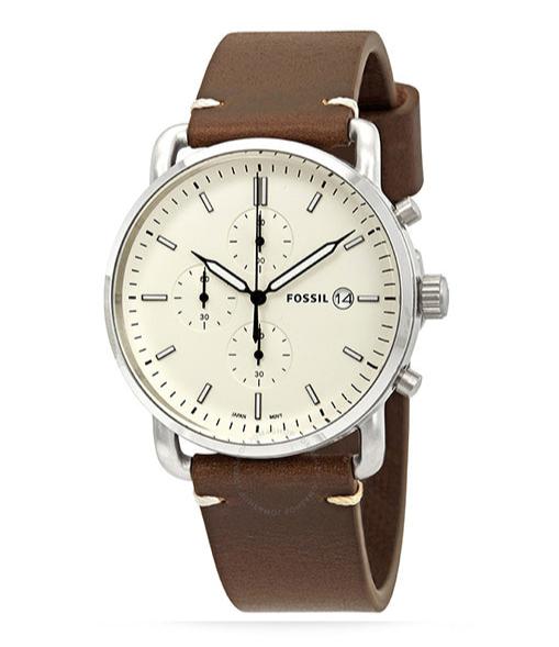 Fossil The Commuter White Dial Brown Leather Strap Watch for Men - FS5402 Buy Now By Fossil