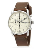 Fossil The Commuter White Dial Brown Leather Strap Watch for Men - FS5402 Buy Now By Fossil